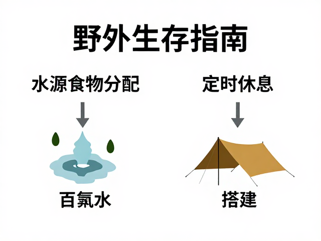 野外生存指南:水源食物分配、定时休息与简易防雨棚搭建技巧