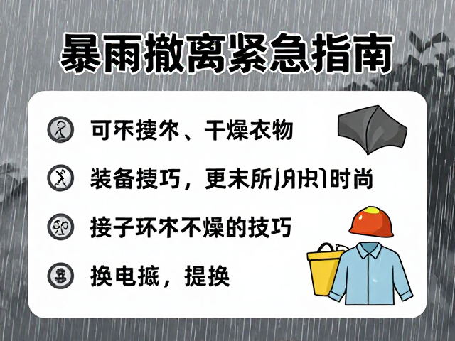 暴雨撤离紧急指南,装备临时修补与更换干燥衣物技巧