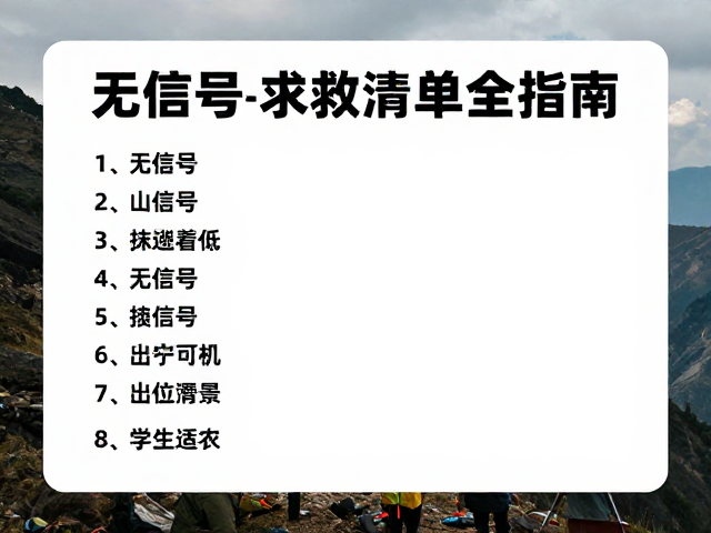 无信号山野失联自救,求救信号与装备清单全指南