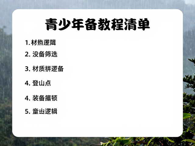 雨天登山清单与补给点确认，青少年装备适配调整教程