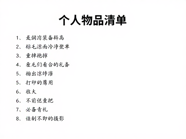 个人物品清单