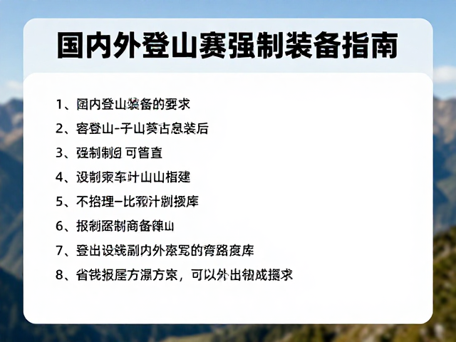国内外登山赛事强制装备新规,户外俱乐部成员必读指南