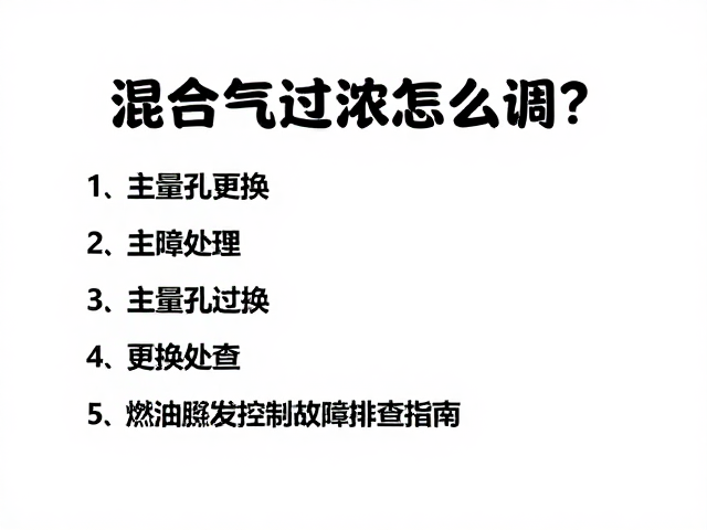 混合气过浓怎么调？主量孔更换与燃油蒸发控制故障排查指南