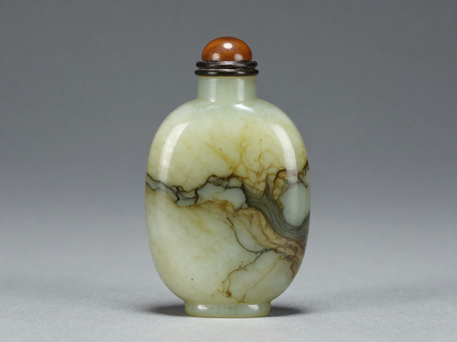辽宁岫玉鼻烟壶,天然原色外画,尽显自然斑斓之美