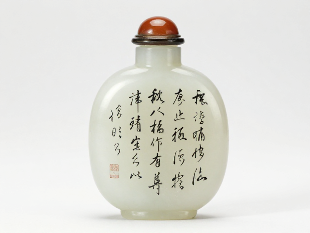 玉石鼻烟壶内画书法铭文的材质美学与工艺基础