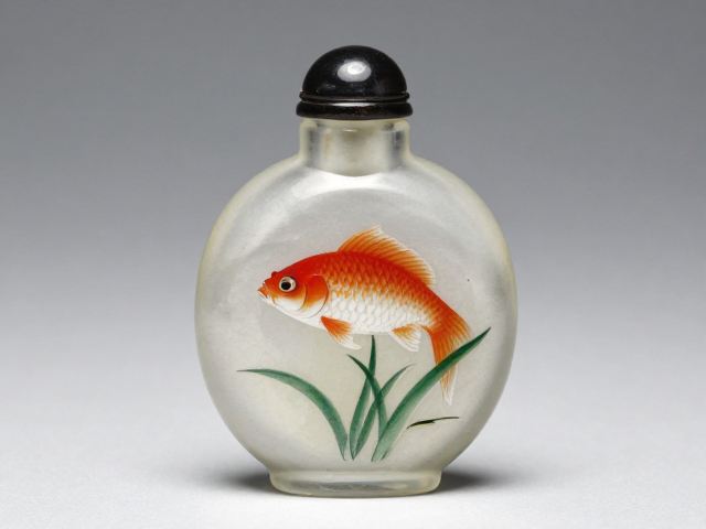 叶仲三玻璃内画鱼藻纹鼻烟壶的器型特征