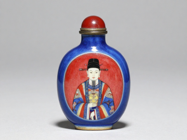 朱红内画与宝蓝釉色的绝妙交响