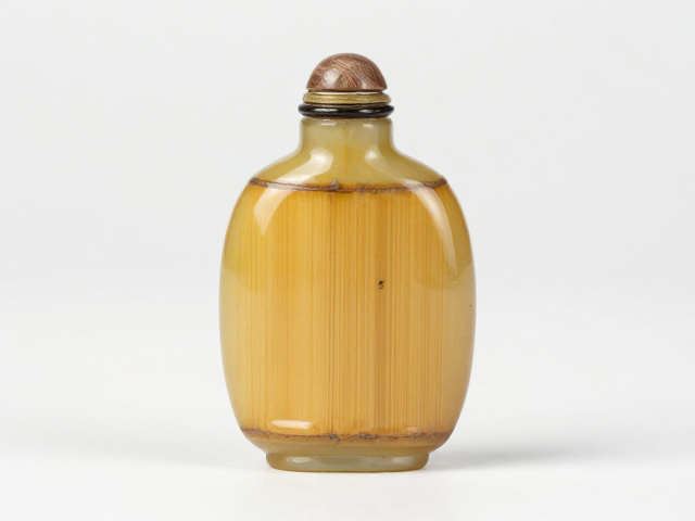 竹黄本色鼻烟壶,玉石天然原色外画,探寻原生色纯度之美