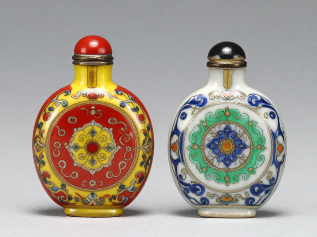 康雍雅致鼻烟壶，红黄蓝绿齐备，吉祥色点睛收藏