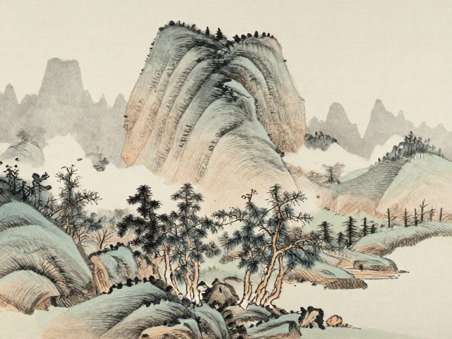 山石树木的线描与皴擦技法