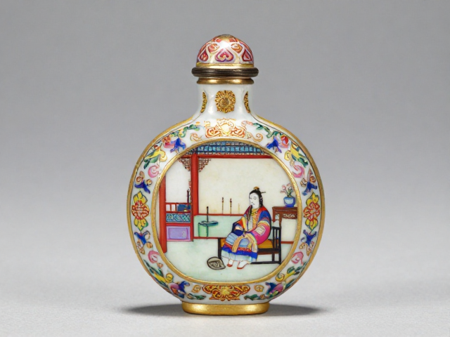 乾隆浓彩珐琅彩鼻烟壶,金彩点缀富丽浓艳,宫廷内画艺术巅峰赏析