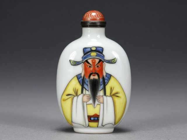 瓷胎鼻烟壶上的包拯