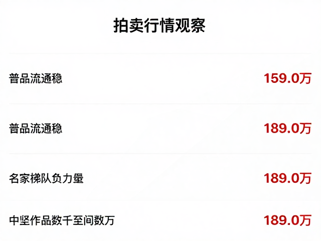 名家梯队:中坚力量价格区间明晰
