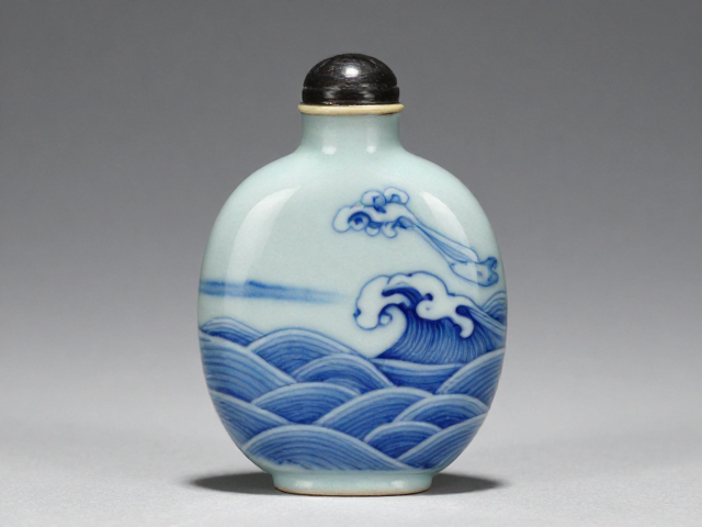 官窑青蓝釉色与内画工艺的绝配