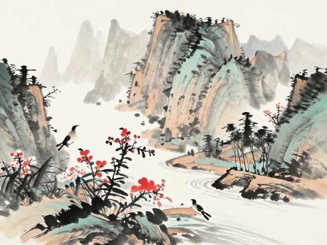 高山流水意境的笔墨构建