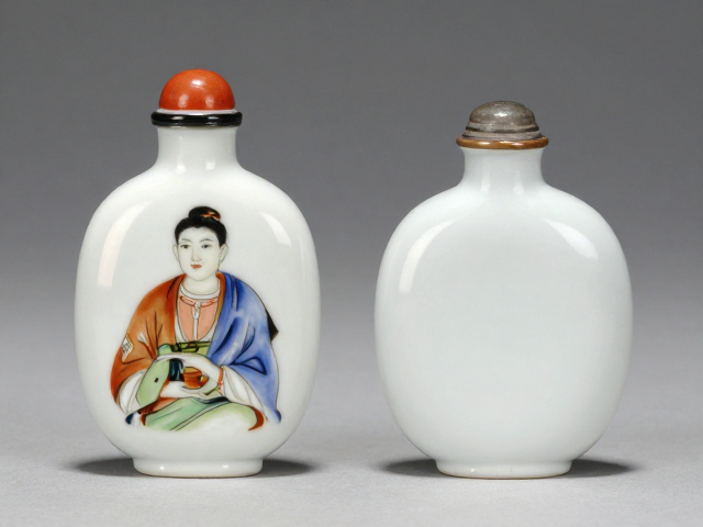 陶瓷胎釉原色外画鼻烟壶识别,辨料性与合成料