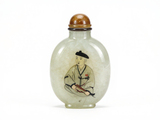 天然原色内画鼻烟壶,水晶通透避裂取材,尽显玉石本色之美