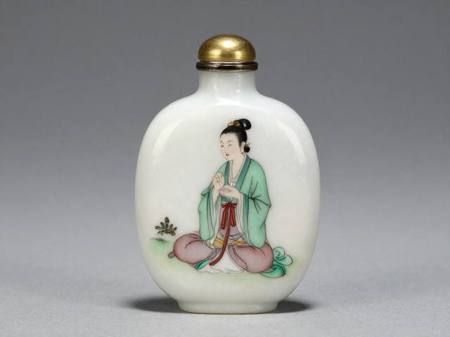 康雍雅致内画鼻烟壶,人物重彩与色阶简洁之美