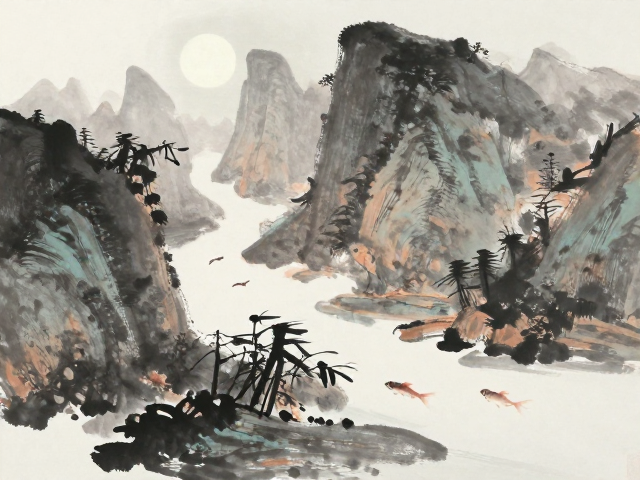 笔墨间虫鱼跃动，山水写意的气韵流转