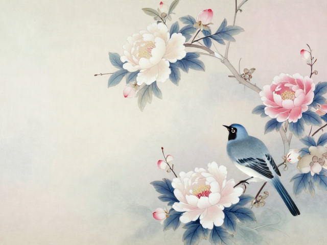 清雅花鸟纹样的构图美学与意境营造