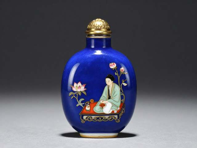 清初素雅宝蓝鼻烟壶的器型与釉色特征