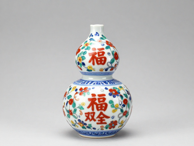 葫芦瓷胎彩绘规整寓意解读,福禄双全的艺术之美