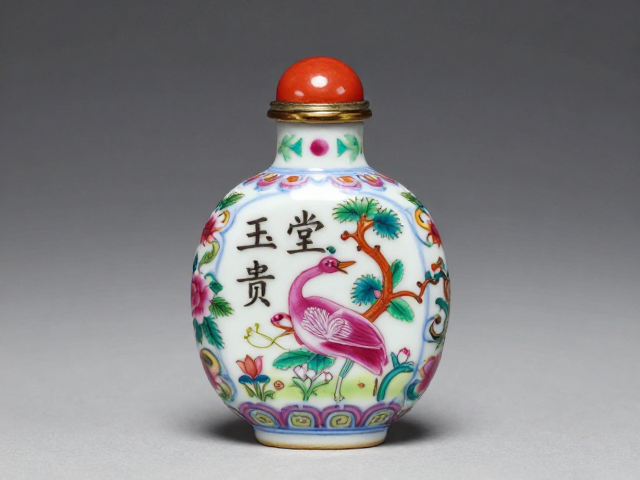 乾隆瓷胎粉彩玉堂富贵鼻烟壶鉴赏,揭秘鼻烟壶与漆胎工艺的历史渊源
