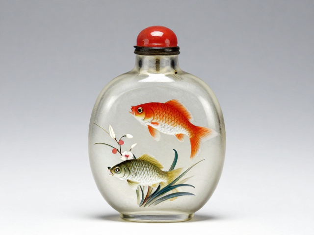 叶仲三玻璃内画鱼藻纹鼻烟壶的艺术渊源