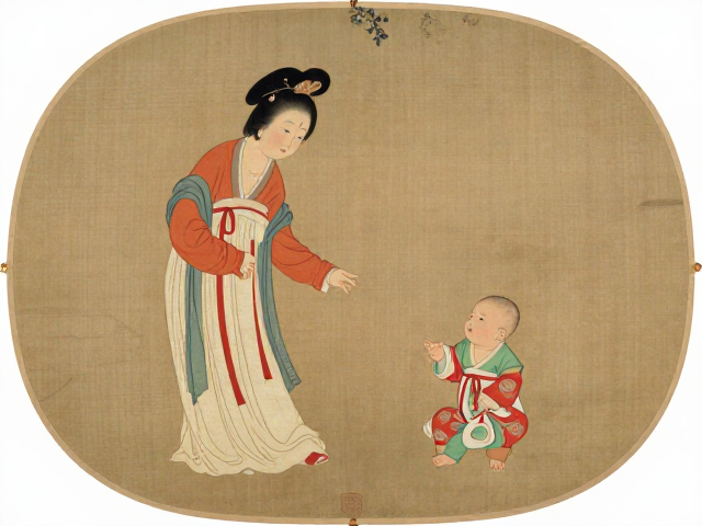 构图与视觉引导:仕女婴戏图的内敛表达与动态平衡