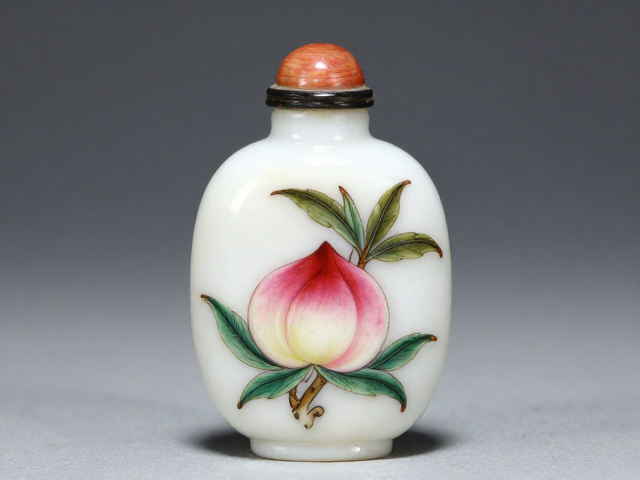 内画鼻烟壶中“蒜头口”与寿桃纹的艺术契合