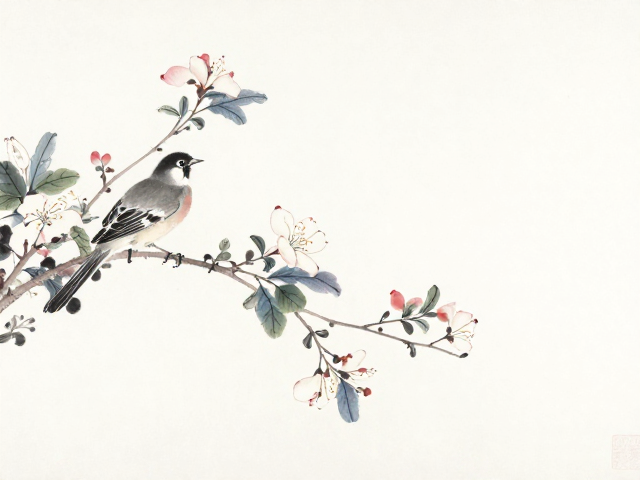 花鸟小品临摹中的构图留白美学
