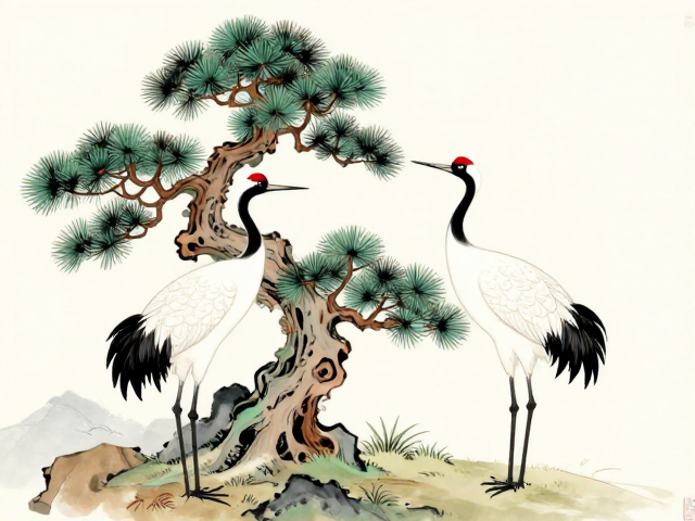 松鹤延年组合的哲学内涵与社会功能