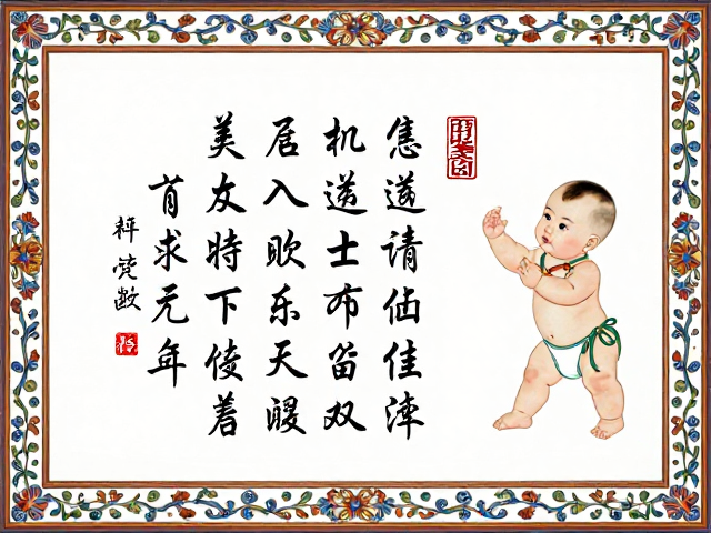 内画书法题诗纹样与边饰围合的视觉逻辑