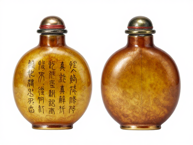 乾隆铜胎画珐琅鼻烟壶鉴定,琥珀色釉与篆书款真伪解析