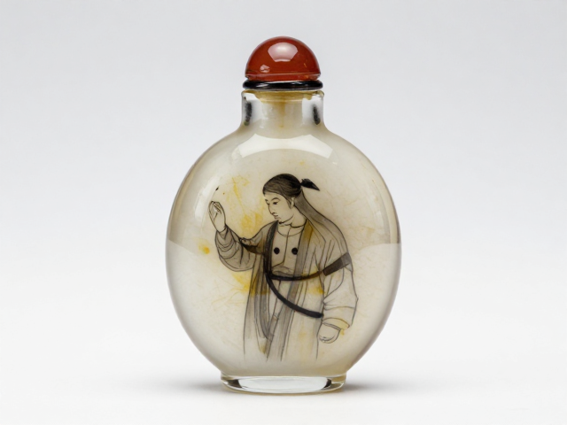 玻璃熔制内画鼻烟壶,依色取形,沁色渗透尽显本色基底之美