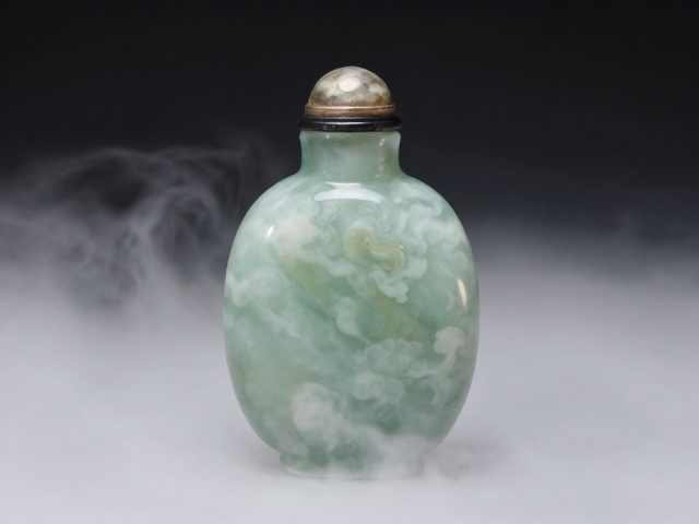 云雾包裹仿玉玻璃色鼻烟壶，玻璃熔制本色工艺揭秘