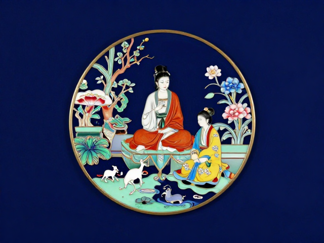 京派内画的浓艳风格与藏青底色的视觉张力