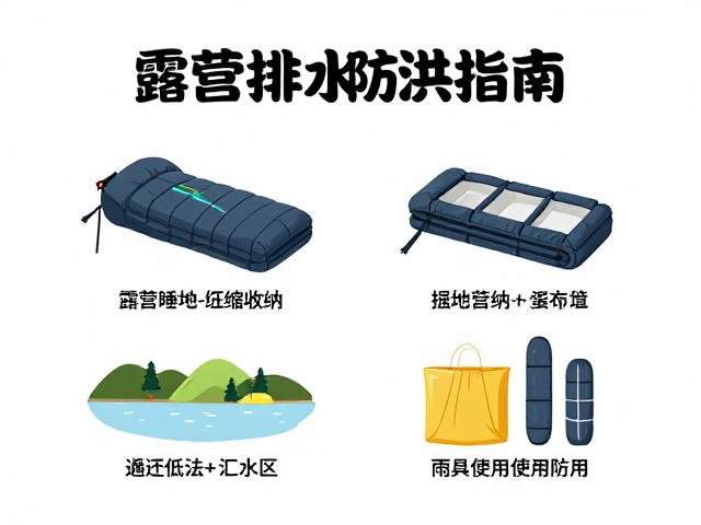 露营排水防涝指南,睡袋压缩收纳与雨具使用技巧
