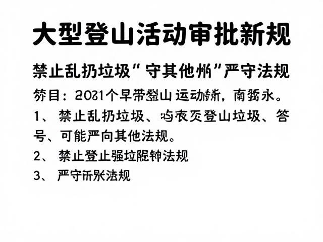 大型登山活动审批新规,禁止乱扔垃圾,严守其他法规