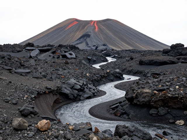 火山山体下的碎石坡,探秘河流地貌的地质奇观