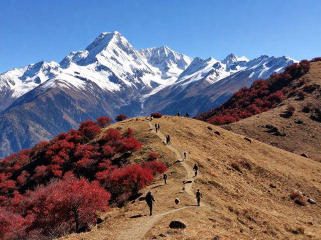 色达周边高海拔草甸与雪山徒步线