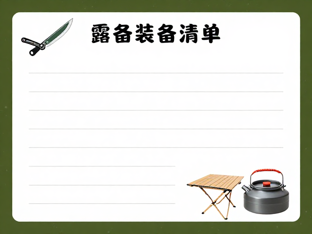 露营装备清单，多功能刀，营地桌椅，水壶，新手必买指南
