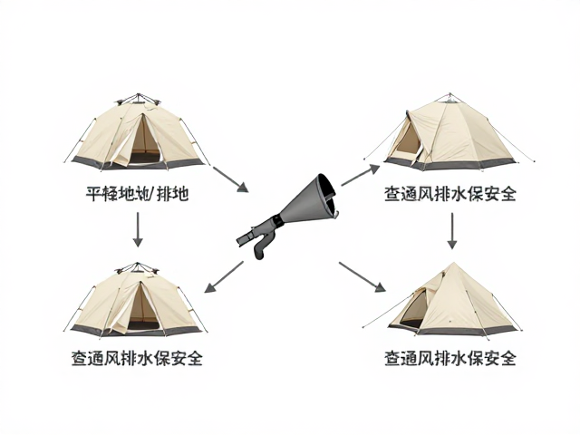 风阻应对:地钉与风绳的稳固逻辑