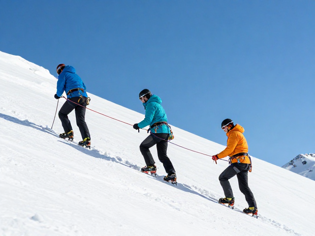 雪坡攀爬技巧,短绳保护与冰爪步法进阶指南
