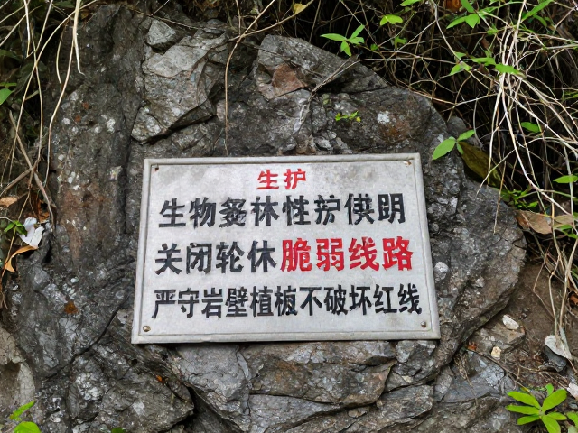 生物多样性保护,关闭轮休脆弱线路,严守岩壁植被不破坏红线