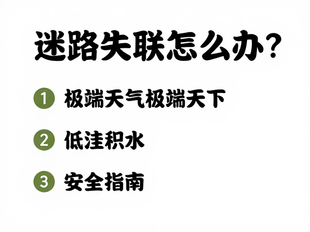 迷路失联怎么办?避开极端天气与低洼积水,安全自救指南