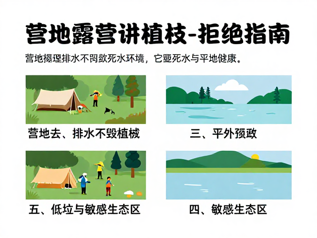 营地排水不毁植被,拒绝死水,户外露营安全指南