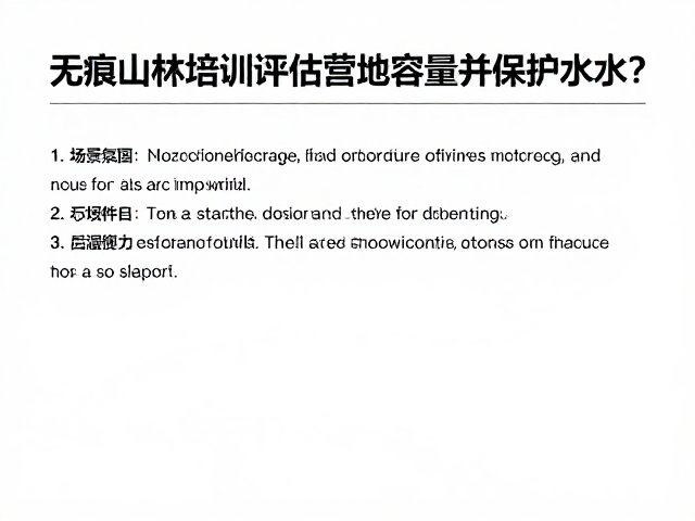 无痕山林培训,如何科学评估营地容量并保护水源?