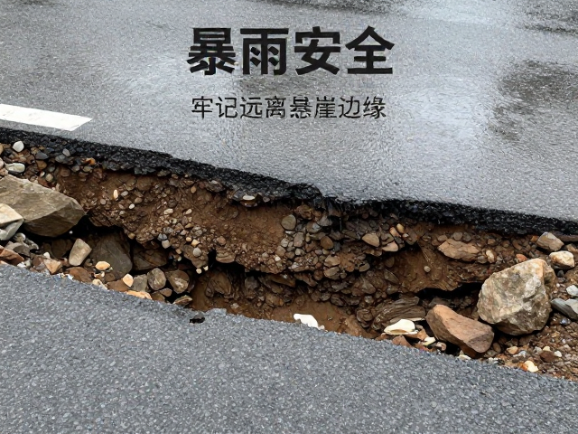 近期降雨多引发路面塌陷?牢记远离悬崖边缘,确保安全