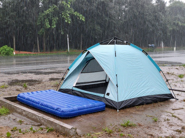 暴雨露营帐篷搭建与排水沟处理,充气垫保温全攻略